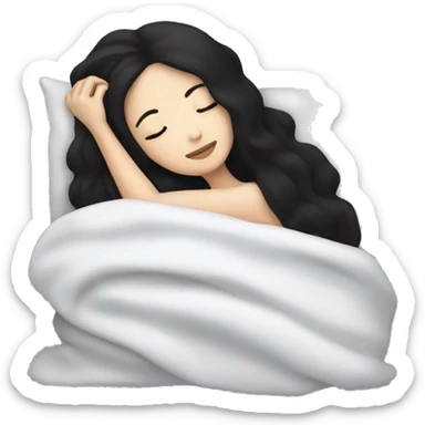 woman with black hair and white skin sleeping sticker