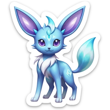 Shiny Cool Sparkly Cute Ethereal Espeon-Glaceon-Fakemon-hybrid-fusion- full body sticker
