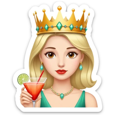 Woman wearing cocktail crown sticker
