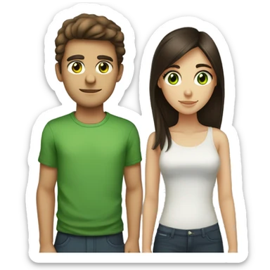 A pair of swarthy brown-eyed guy and a green-eyed brunette girl sticker