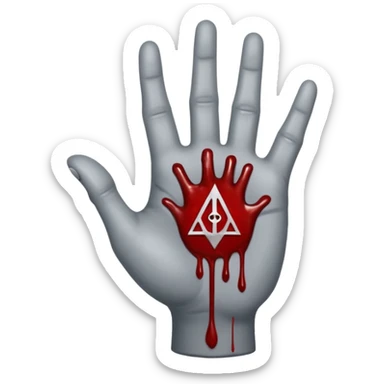 bloody grey hand with an occult symbol on the palm sticker