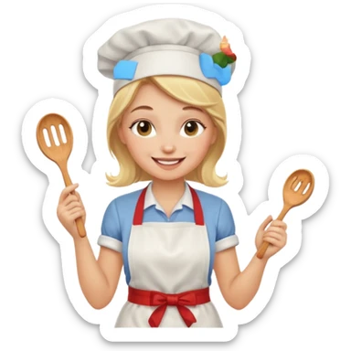 Blonde girl baking sticker