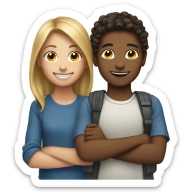 smiling girl with boys sticker