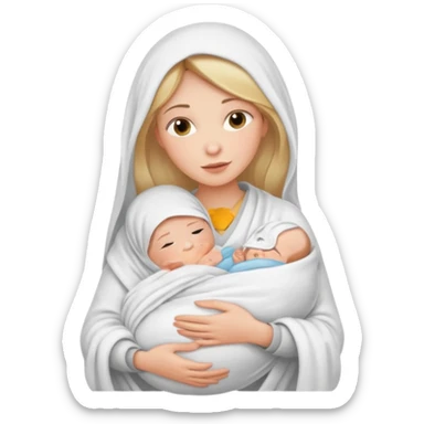 mae com bebe no colo recem nascido sticker