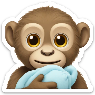 Light brown body, light blue eyes, baby monkey, jellycat stuffed animal sticker