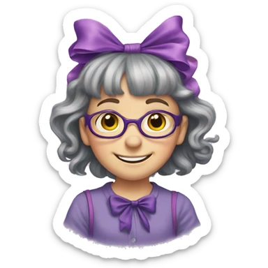 junie b jones with a purple bow sticker