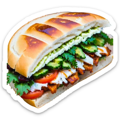 close-up appetizing kokoreç Turkish street food sandwich sticker