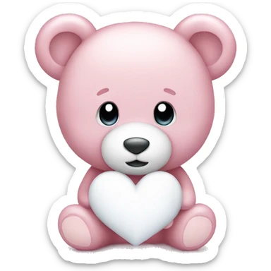 Light pink teddy bear with white heart sticker