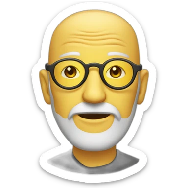 old man with yellow round glasses and and bald spot and rare beard sticker