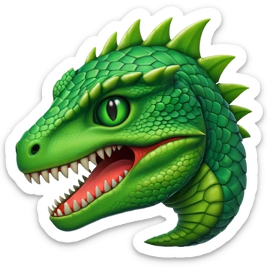 Reptilian humanoid, sharp teeth, small horror emoji, no background sticker