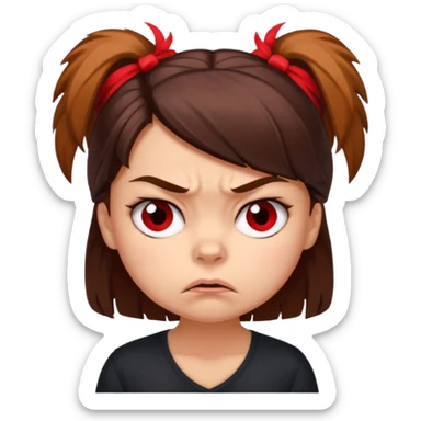 Angry Brunette girl with red yorkie  sticker
