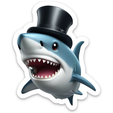 Shark with a top hat sticker