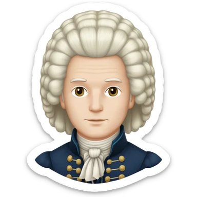 18th century colonial powdered wig sticker