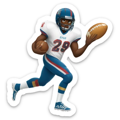 Football player stepping on the ball and eating pizza sticker