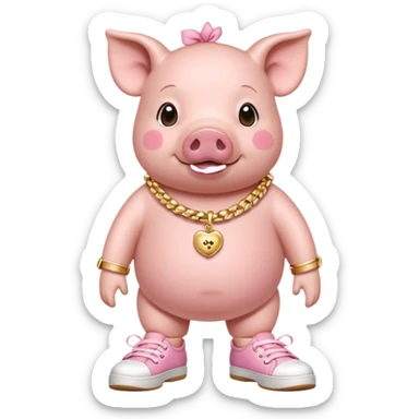 Pig with shoes and gold bracelets  sticker