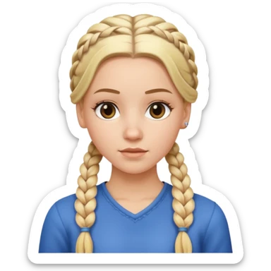 white girl with full braided blonde hair, side cornrows sticker