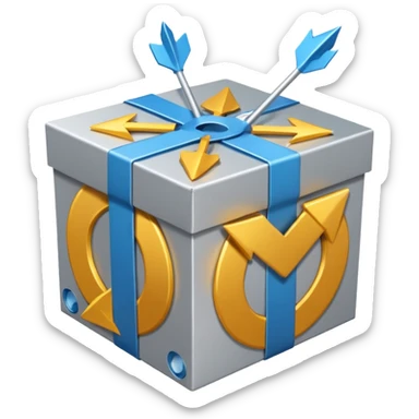 package box with arrows circling around it sticker