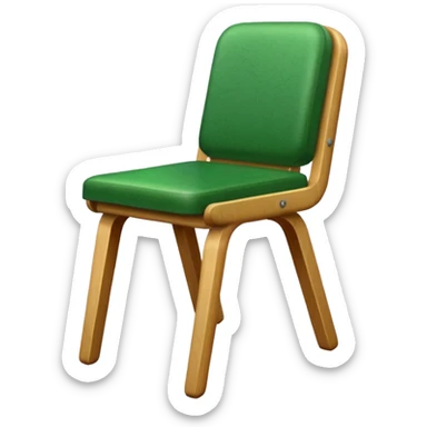 a chair with a green seat sticker