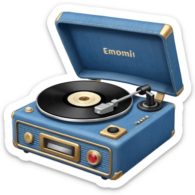 Denim record player sticker