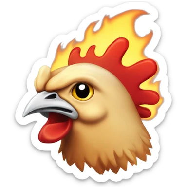 Chicken head flaming sticker