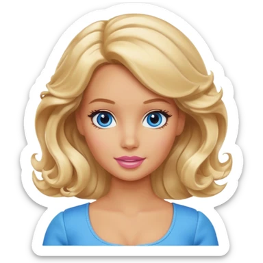 Barbie curled blonde hair tan skin and blue eyes sticker