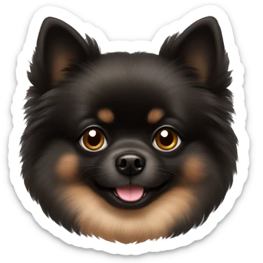 Black Pomeranian with brownish paws and a bow  sticker