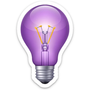 Create a creative light bulb icon in shades of purple. Make it look like a design or digital project idea, with subtle colorful lines or accents inside or around the bulb to show innovation and creativity. Keep it clear and visually appealing.
 sticker