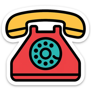 classic rotary telephone 3D icon style sticker