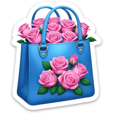 A blue bag full of rose that's colored pink sticker