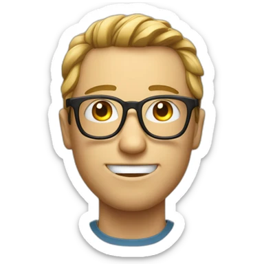 geek man with glasses made of numbers 0 and 1 sticker