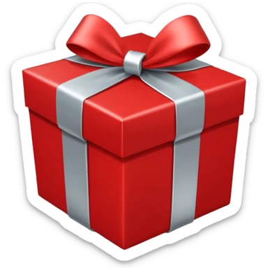 red gift box wrapped with silver ribbon sticker