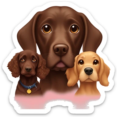 Chocolate Labrador with ginger cockerpoo and blonde cocker spaniel sticker