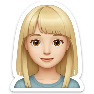 young happy artist with straight blonde hair and bangs sticker