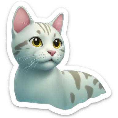 cat in ocean sticker
