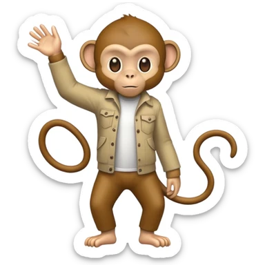 monkey wearing casual clothes upright pose sticker