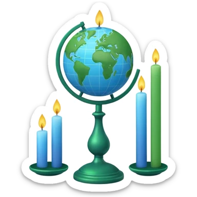 3D emoji style globe with simple candlestick chart in front, minimal design, no calculator, no coins, no money symbols, no dollar signs, clean professional look, transparent background sticker