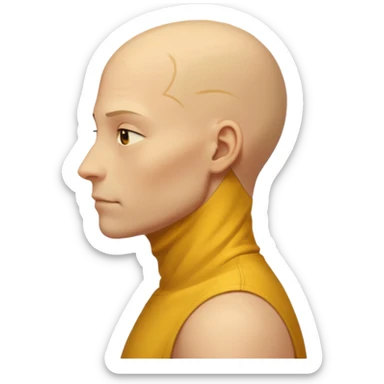 Emoji of Shoulders Muscle from side view. He has big shoulders. His skin is completely yellow and has no hair or facial expressions and has no clothing. sticker