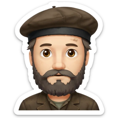 Olentzero es representado como un hombre grueso, desharrapado, manchado de carbón, de buen comer CON BOINA Y BARBA.  sticker