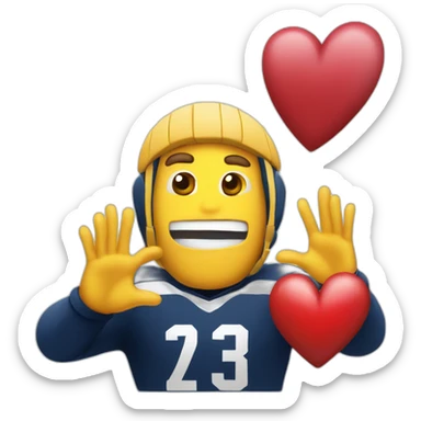 Rugby player and a heart sign with hands sticker
