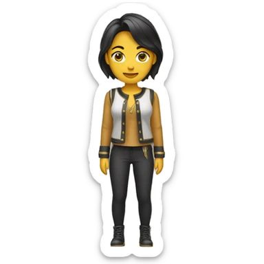 mujer con baraja chaleco dorado y camisa negra sticker