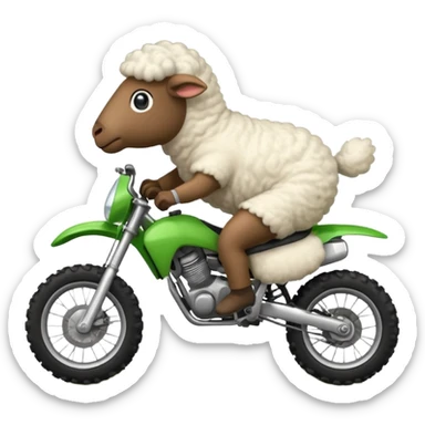 cartoon sheep on a dirt bike jumping sticker