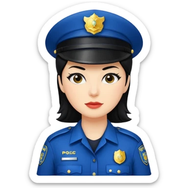 police woman with black hair sticker