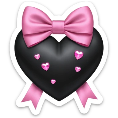black heart with a pink bow with sparkles sticker