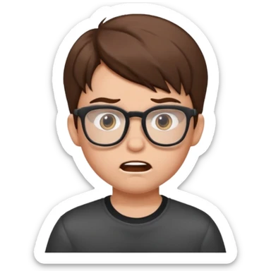 aggressive boy with glasses sticker