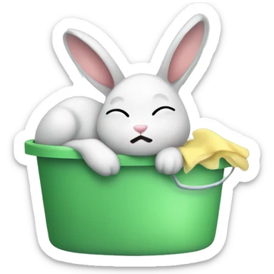 Sleepy bunny cleaning sticker