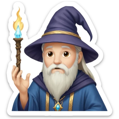 old wizard casting a healing spell, fantasy theme, magic spells, wizard with long beard, pointed hat sticker