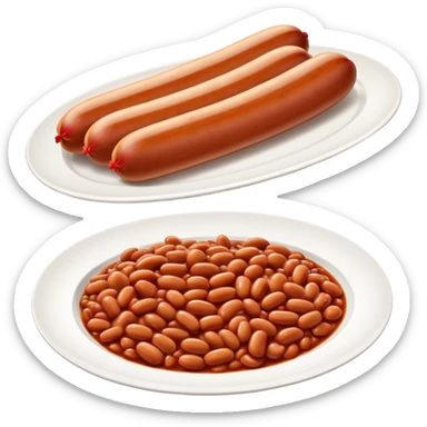 Sausage with baked beans on one plate sticker