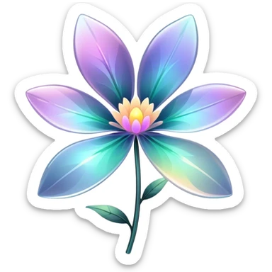 Dark Pastel iridescent transparent bio-luminescent flower with thin glossy glass petals sticker