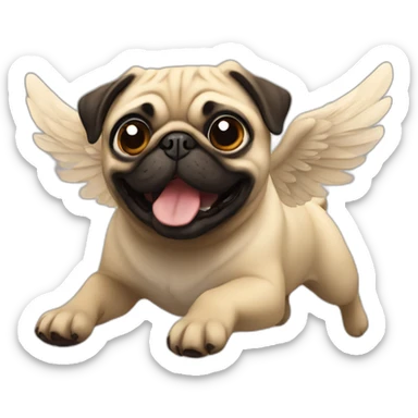 pug flies sticker