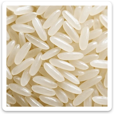 close-up photo realistic white rice grains, shiny grains sticker